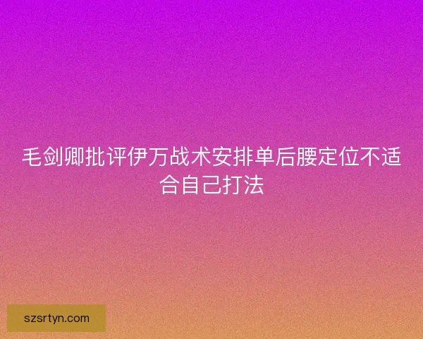 毛剑卿批评伊万战术安排单后腰定位不适合自己打法