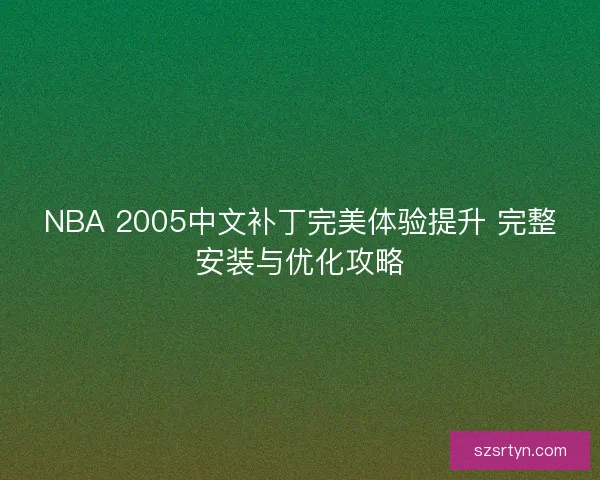 NBA 2005中文补丁完美体验提升 完整安装与优化攻略